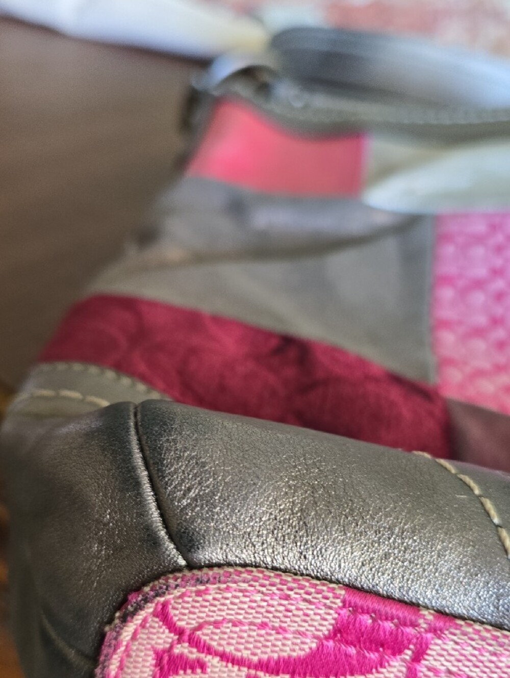 Coach Patchwork Leather Crossbody Bag in Pink & Metallic Silver - Picture 14 of 15